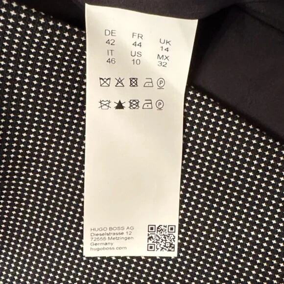 BOSS HUGO BOSS Jelisana Jacket Blazer Two Button Wool Black White Dot 12 L - Picture 7 of 9